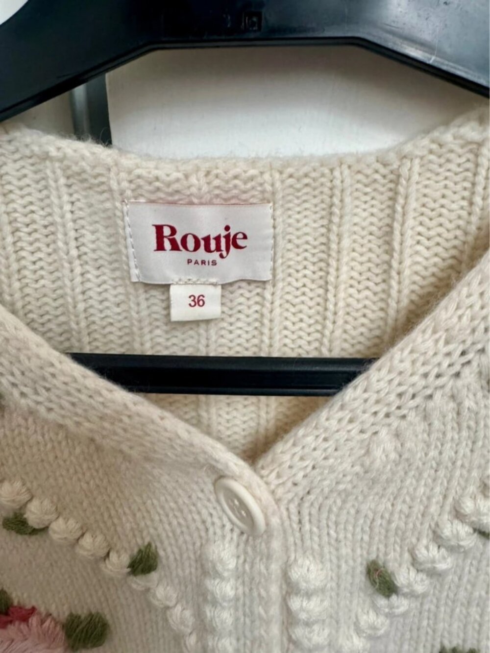 Rouje Paris Misha Embroidered Rose Cardigan S - Picture 3 of 3